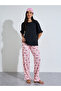 Multi-Color Solid Ruffle Sleeves T-Shirt and All Over Dog Print Pants Pyjama Set