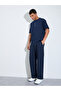 Men Navy Blue Oversized Text Print Terry T-Shirt - 2