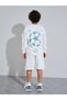 Teen Boys Off White Graphic Print Long Sleeves Sweatshirt and Shorts Set - 5