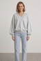 Gray Women's V-Neck Detailed Oversize Sweatshirt