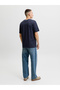 Navy Blue Logo Graphic Round Neck T-Shirt - 3