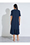 Navy Blue Leopard Bow Print Ruffled hem Sleep T-Shirt Dress - 4