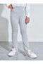 Teen Girls Grey Solid High-Rise Leggings with Front Slit