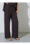 Brown Solid Batwing Sleeves Top and Wide Leg Pants Set - 5
