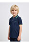 Boys Navy Blue Contrast Trims Regular Fit Polo T-Shirt By Juniorloom - 2