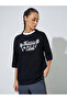 Black Graphic Print Contrast Neckline Oversized T-Shirt - 3