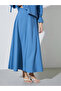 Blue Solid Tie-Up Sleeves Top and A-Line Maxi Skirt Set - 5