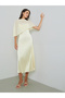 Beige Cape Sleeve Midi Dress