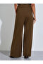 Brown Solid Wide-Leg Trousers with Adjustable Waist - 4