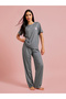 Multi-Color Striped T-Shirt and Straight Leg Pants Pyjama Set