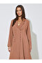 Brown Solid Double Breasted Abaya with Button Fastening - 2