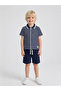 Boys Navy Blue Striped Shirt and Shorts Set By Juniorloom