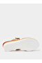 Beige Wedge Sandals with Golden Butterfly Detail - 6