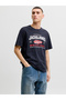 Navy Blue Logo Graphic Round Neck T-Shirt - 5
