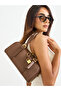 Coffee Brown Handbag with Gold Hardware - 2