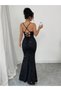 Black Glitter Look Mermaid Hem Maxi Dress - 5