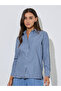 navy Blue Striped Side Slit Long Sleeves Shirt - 3