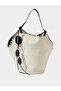 Black Stitch Detail Canvas Tote Bag with A Pouch - 3