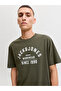 Dark Green Crew Neck T-Shirt with Logo Print - 6