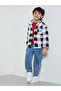 Boys Checked Fleece Jacket with Snap Button - 2