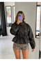 Drawstring Studded Double-Breasted Leather Jacket - 4