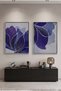 Indigo Sparkle Floral Canvas Art Set of 2 | Navy Blue Botanical Wall Decor | Modern Glam Living Room Bedroom Art Print | Diptych Wall Art
