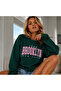 1898 Brooklyn Printed Women's 3-Thread Oversize Ribbed Crew Neck Sweatshirt