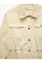 Gathered Detailed Openwork Collar Buttoned Pocketed Long Sleeve Seasonal Jacket - 3