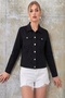 Women's Black Lycra Short Denim Jacket - 3