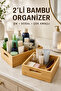 2-Piece Bamboo Organizer Kitchen Bathroom Storage Box Cabinet Organizer