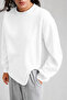 Women's Asymmetrical Crew Neck 3 Thread Ribbed Oversize Sweatshirt