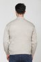 Beige Men's Dad Middle Age and Above Knitwear Knitted Acrylic Winter Regular Fit Pocketed Zippered Polo Collar Sweater - 4