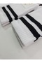 Pack of 6 Black and White Cotton Striped Unisex Long College Socks – Washable, Scented, Seamless Toe - 4
