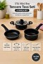Granite Look 4-Piece Mini Pot and Pan Set (14 cm Diameter) 3 Pots 1 Lid