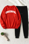 Unisex Cherful Design Printed Crew Neck Sweatshirt - 2-Piece Tracksuit Set