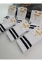 Pack of 6 Black and White Cotton Striped Unisex Long College Socks – Washable, Scented, Seamless Toe