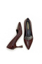 Women's Stiletto Croco Burgundy Shiny Pointed Toe Medium Heel F701