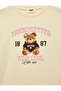 Cotton Crew Neck Teddy Bear Printed Color Contrast Long Sleeve T-Shirt - 3