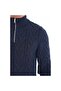 Navy Blue Men's 80% Wool 20% Acrylic V Pattern Knitted Half Zipper Stand Collar Knitwear Sweater Trist-5363 - 5