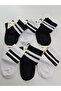 Pack of 6 Black and White Cotton Striped Unisex Long College Socks – Washable, Scented, Seamless Toe - 2