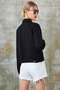 Women's Black Lycra Short Denim Jacket - 5