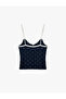 Lace Detailed U-Neck Strappy Buttoned Polka Dot Athlete Pajamas - 2