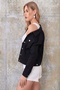 Women's Black Lycra Short Denim Jacket - 4