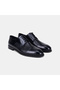 Men's Black Lace-Up Double Textured Leather Groom Shoes