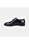 Men's Black Lace-Up Double Textured Leather Groom Shoes - 3