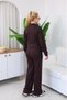 Women's Stand Collar Zippered Wide Leg Two-Piece Tracksuit Set - 8