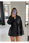 Leather Belted Buttoned Trench Coat - 5