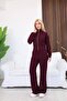 Women's Stand Collar Zippered Wide Leg Two-Piece Tracksuit Set - 3