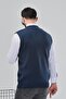 Men's Dad and Middle-Aged Baklava Patterned Acrylic Thick Textured V-Neck Knitwear Sweater - 2