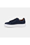 Men's Navy Blue Lace-up Thick Sole Leather Sneakers - 3